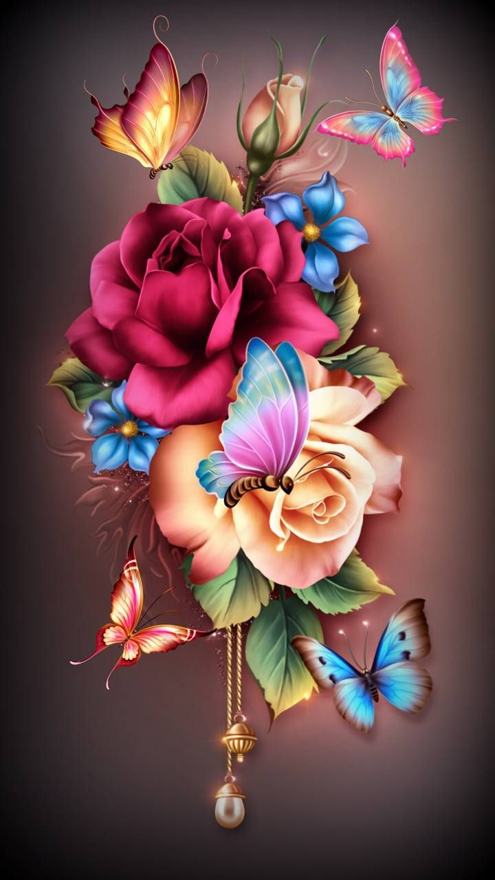 Flowers And Butterflies - HD Wallpaper 