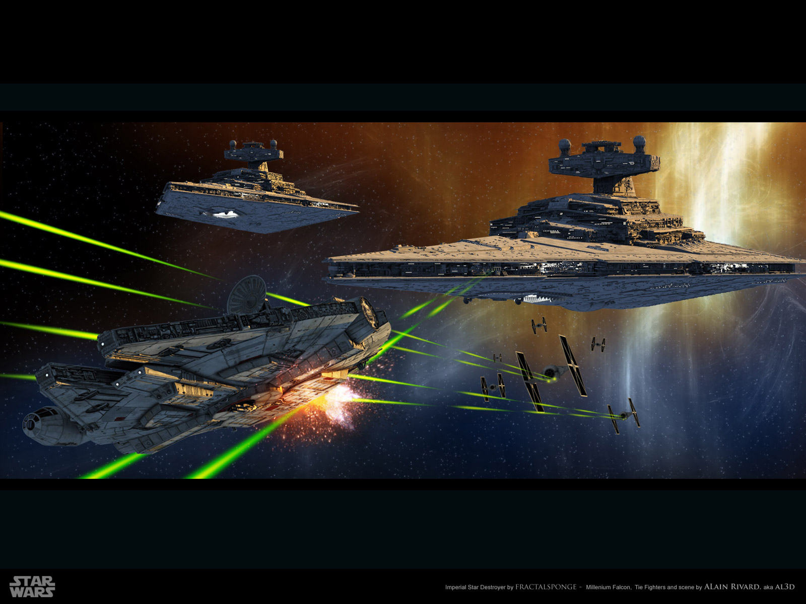 Star Wars Millennium Falcon Star Destroyer - HD Wallpaper 