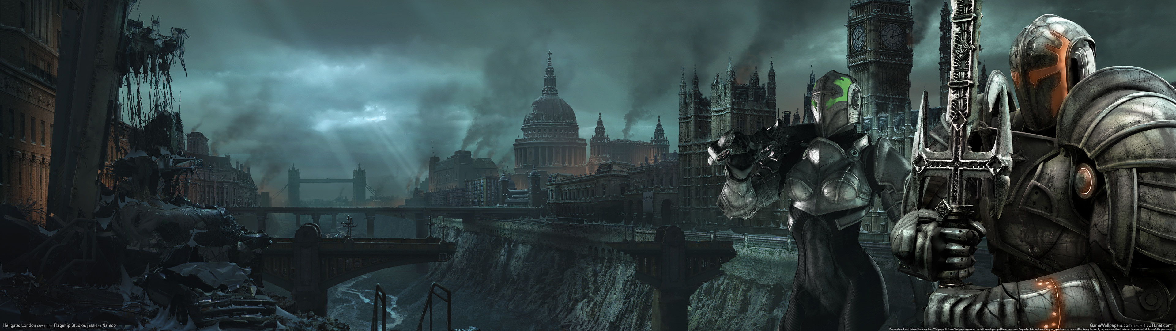 3840 X 1200 Pixels Dual-screen Wallpaper 0 Html Code - Hellgate London - HD Wallpaper 