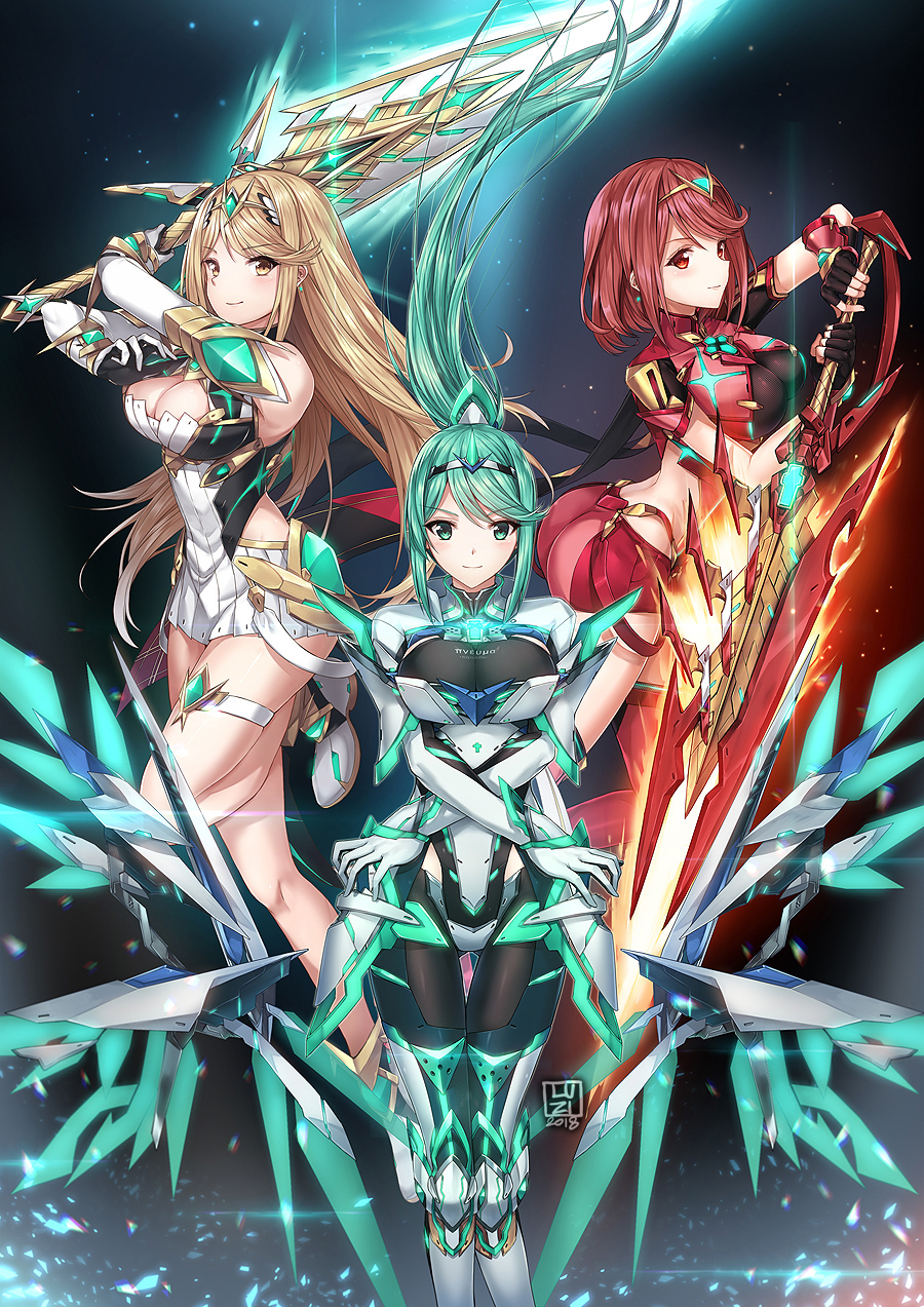 Anime Fictional Character Mangaka - Xenoblade Chronicles 2 Pyra Mythra - HD Wallpaper 