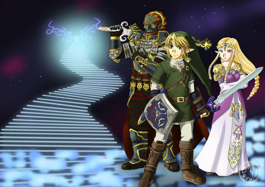 Link, Zelda And Ganondorf In Brawl - Zelda Ganon And Link - HD Wallpaper 