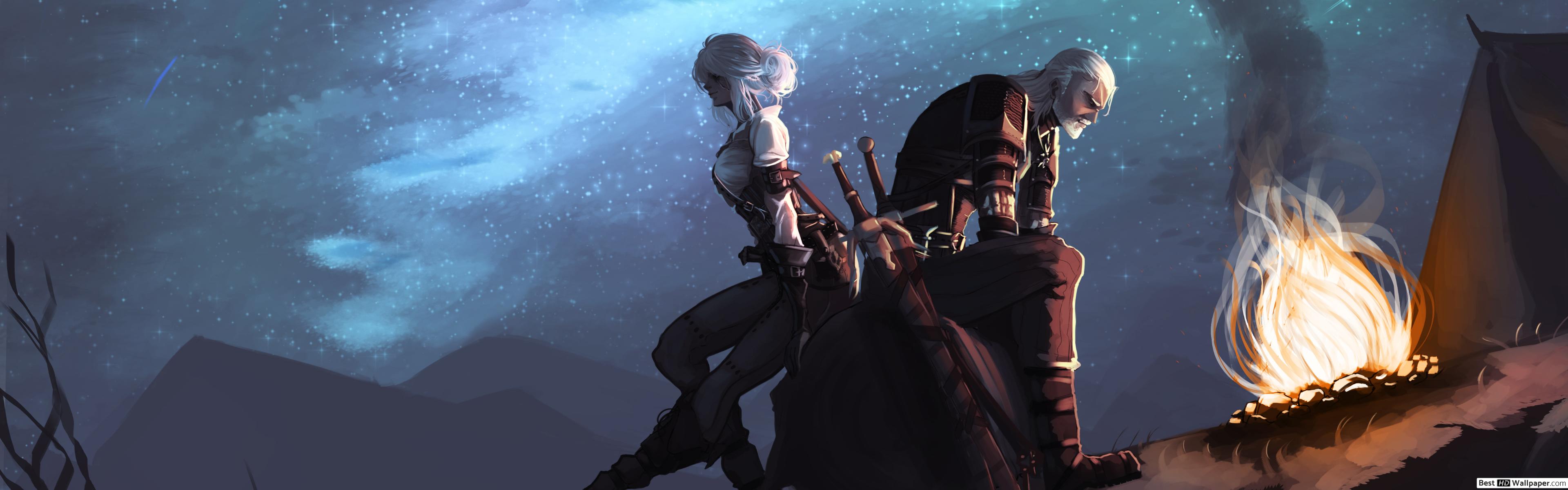 Geralt And Ciri Fanart - HD Wallpaper 