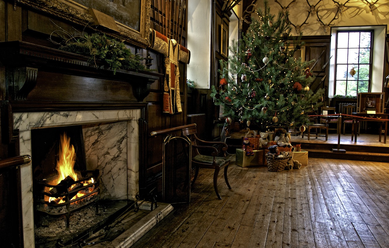 Photo Wallpaper Heat, Room, Holiday, Tree, Christmas, - Christmas Blair Castle - HD Wallpaper 