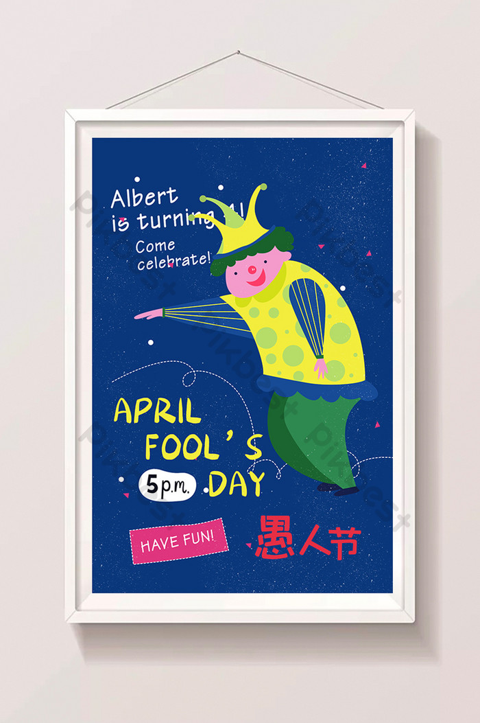 Blue Flat April Fools Day Poster Illustration Wallpaper - Trời Đêm Mùa Thu - HD Wallpaper 