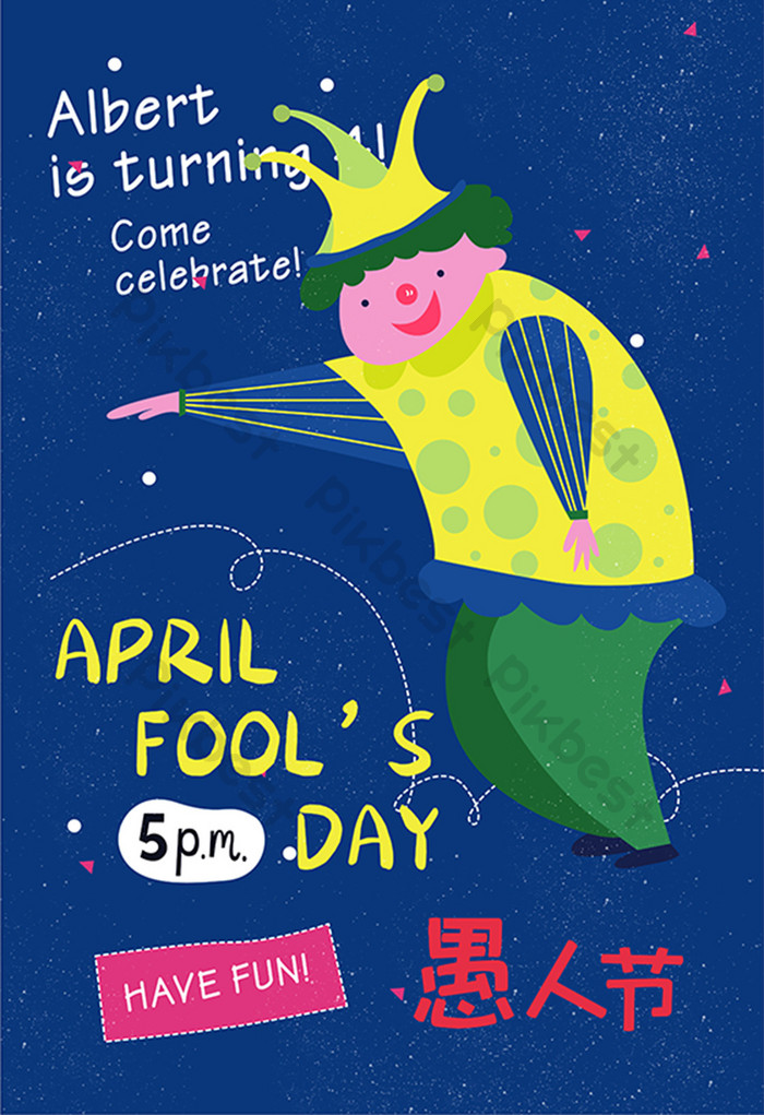 Blue Flat April Fools Day Poster Illustration Wallpaper - Poster - HD Wallpaper 