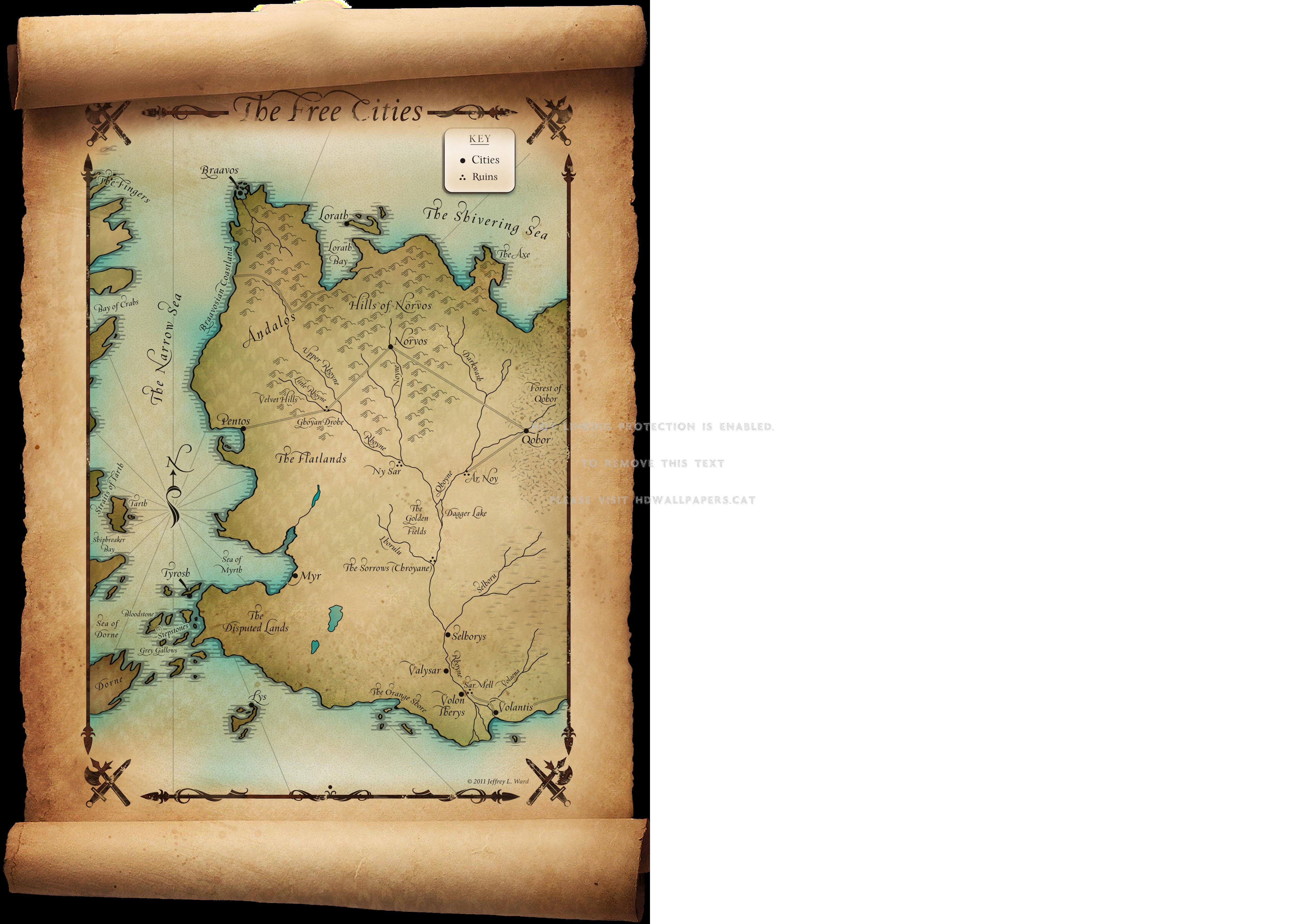 Free Cities Map Colours Game Of Thrones Tv - Atlas - HD Wallpaper 