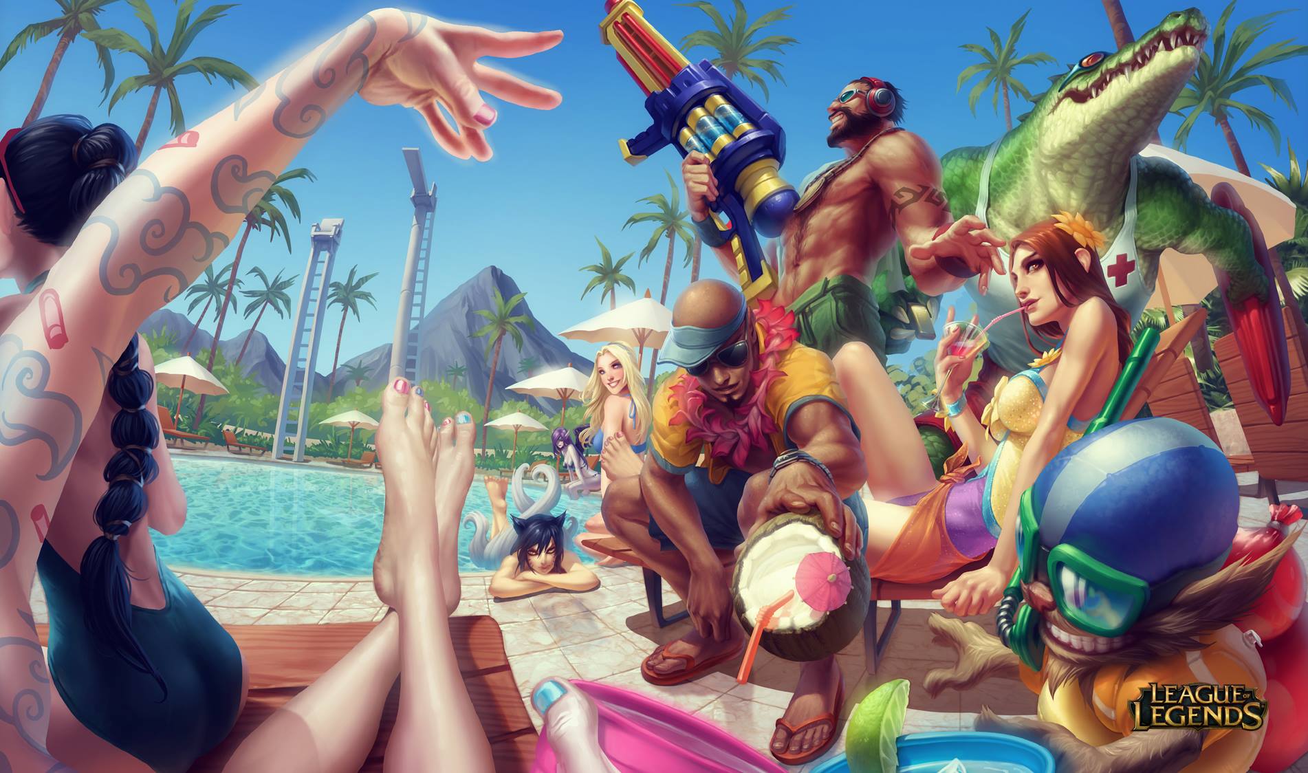 League Of Legends Pool Party - HD Wallpaper 