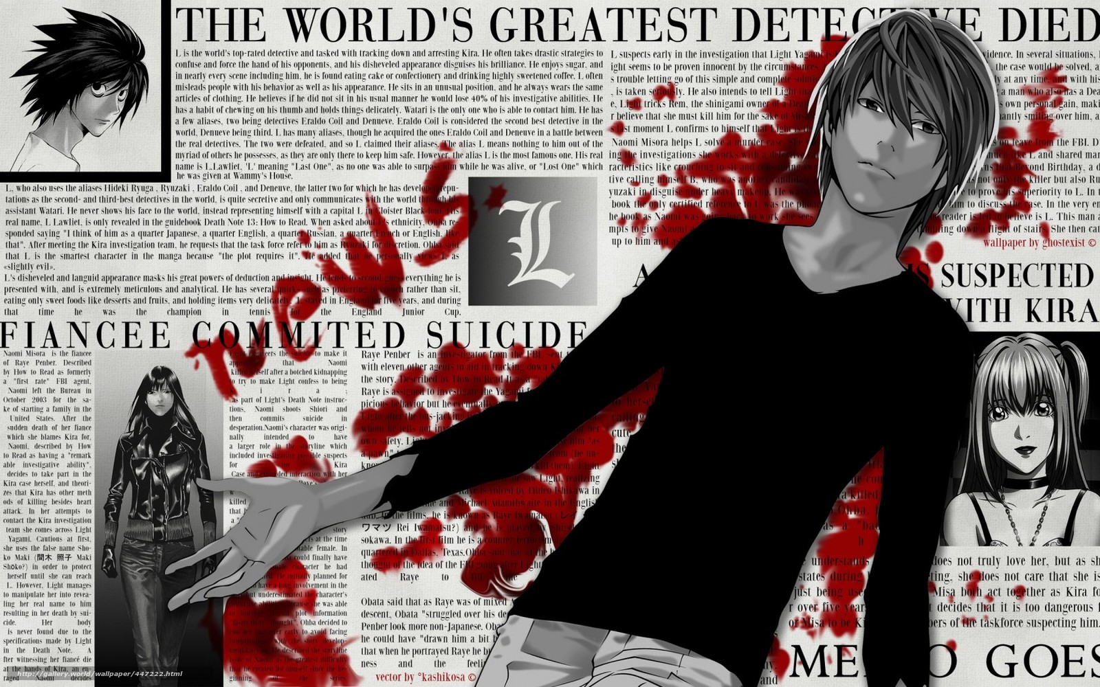 Download Wallpaper Anime, Death Note, Yagami Light, - Death Note Newspaper  - 1600x1000 Wallpaper 