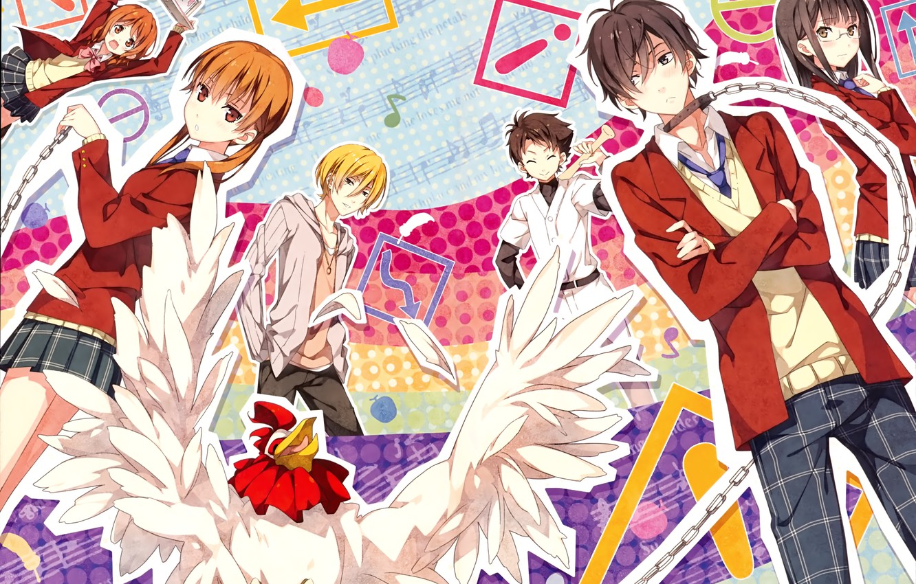 Photo Wallpaper Look, Apples, Chicken, Collar, Laptop, - Tonari No Kaibutsu Kun Haru Shizuku Asako Y - HD Wallpaper 