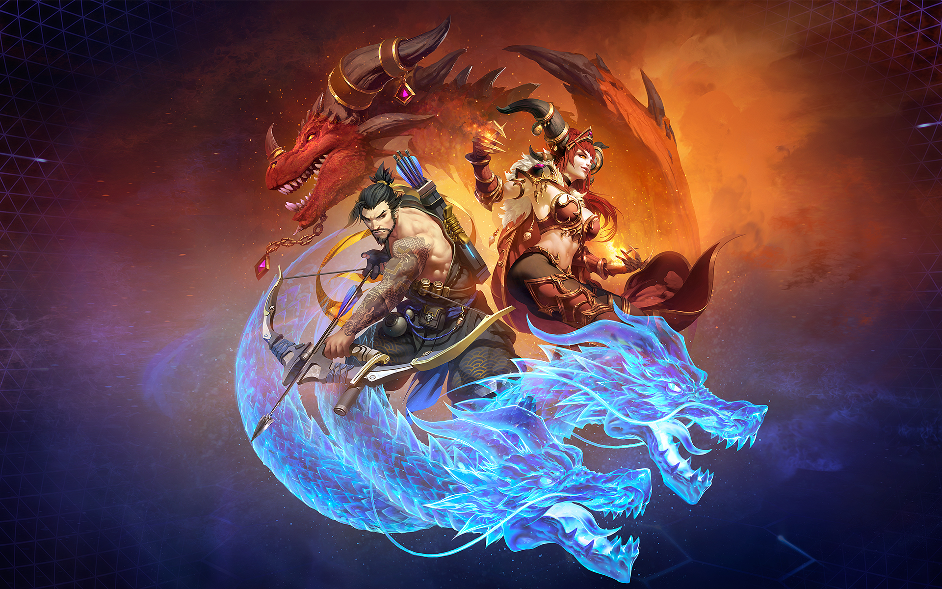 Heroes Of The Storm Wallpaper - Hanzo And Alexstrasza Heroes Of The Storm - HD Wallpaper 