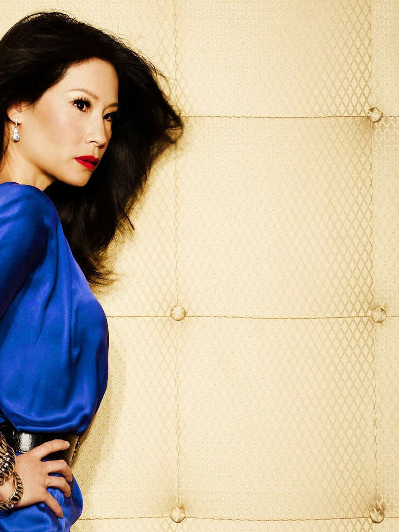 Lucy Liu, Asian, Actress, Women, Profile View, Blue - Lucy Liu Blue Dress - HD Wallpaper 