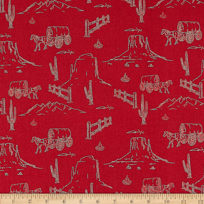 Riley Blake John Wayne Western Landscape Red - Wallpaper - HD Wallpaper 