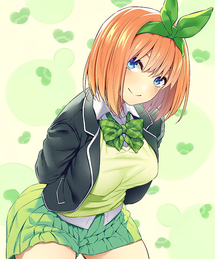 Anime Girls, Short Hair, Ribbon, Nakano, Yotsuba, Hd - Go Toubun No Hanayome Yotsuba - HD Wallpaper 