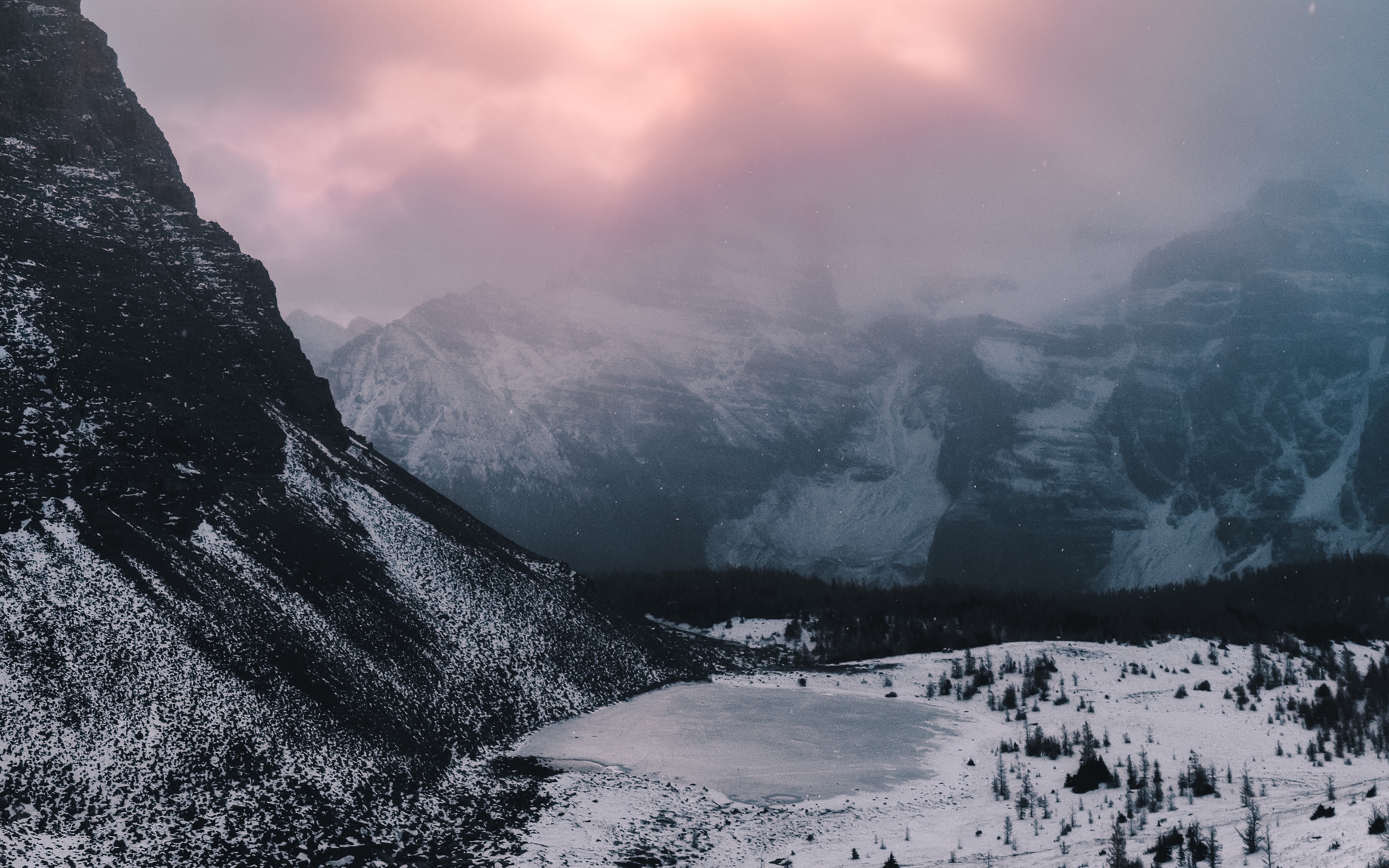 Wallpaper Mountains, Valley, Snow, Clouds, Snowy, Landscape - Wallpaper - HD Wallpaper 