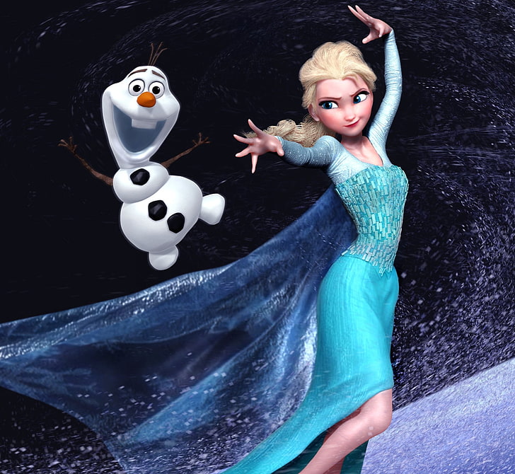 Elsa And Olaf, Snowman, Frozen, Mars, Blue, Luminos, - Elsa And Olaf - HD Wallpaper 