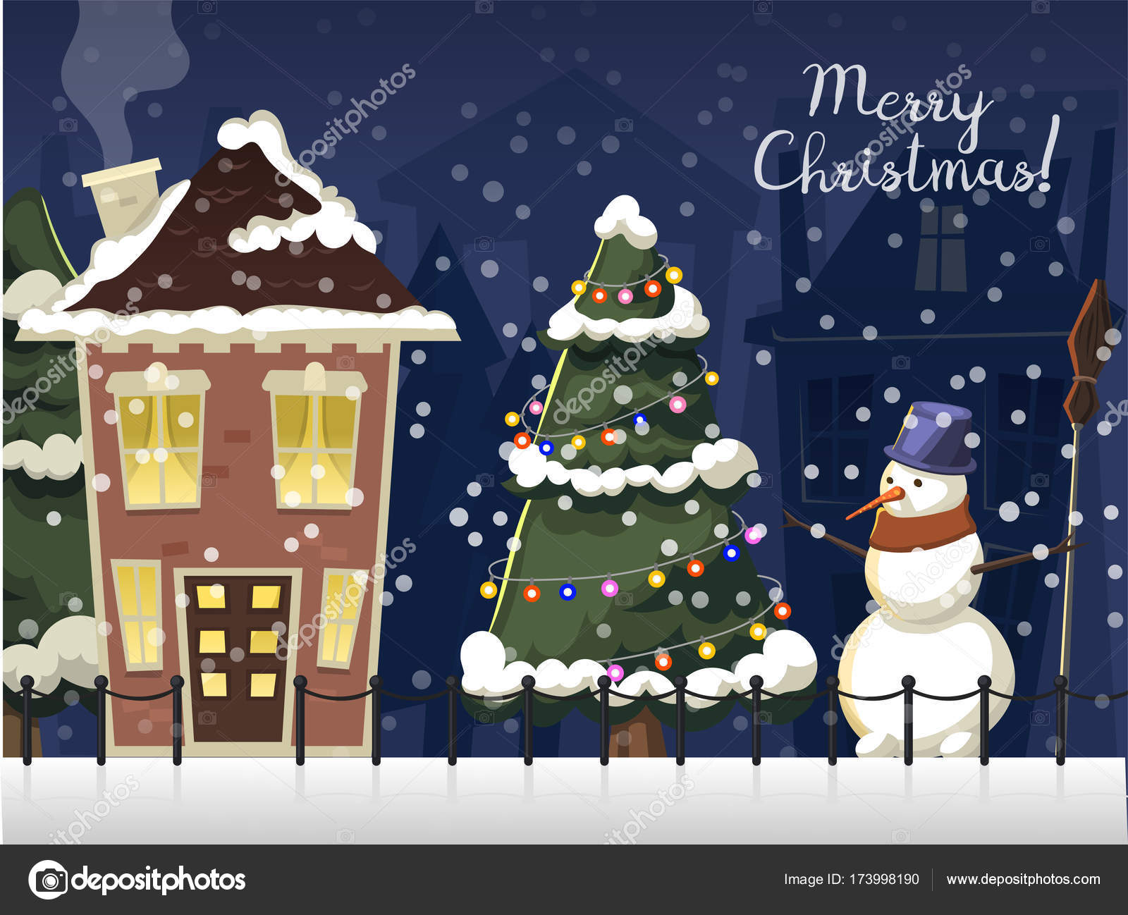 Christmas Wallpaper With Houses - HD Wallpaper 