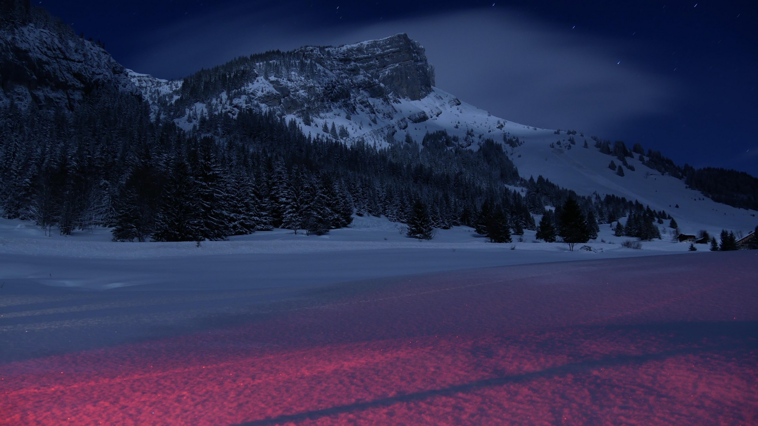 Winter Mountain Night Hd - HD Wallpaper 