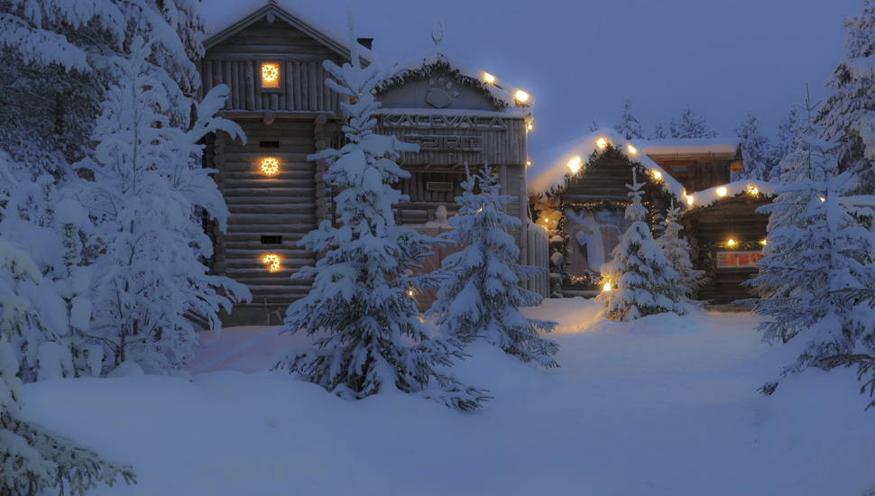Trees, Lapland, Snow, House, Winter, Finland, Night - Finland Wallpaper For Desktop - HD Wallpaper 