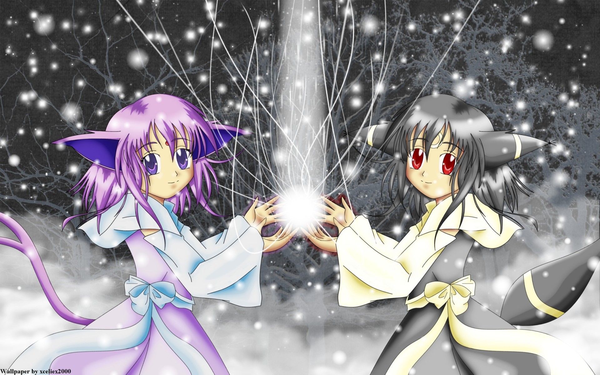 Nintendo, Pokémon, Umbreon, Espeon Wallpaper 
	style - Anime - HD Wallpaper 