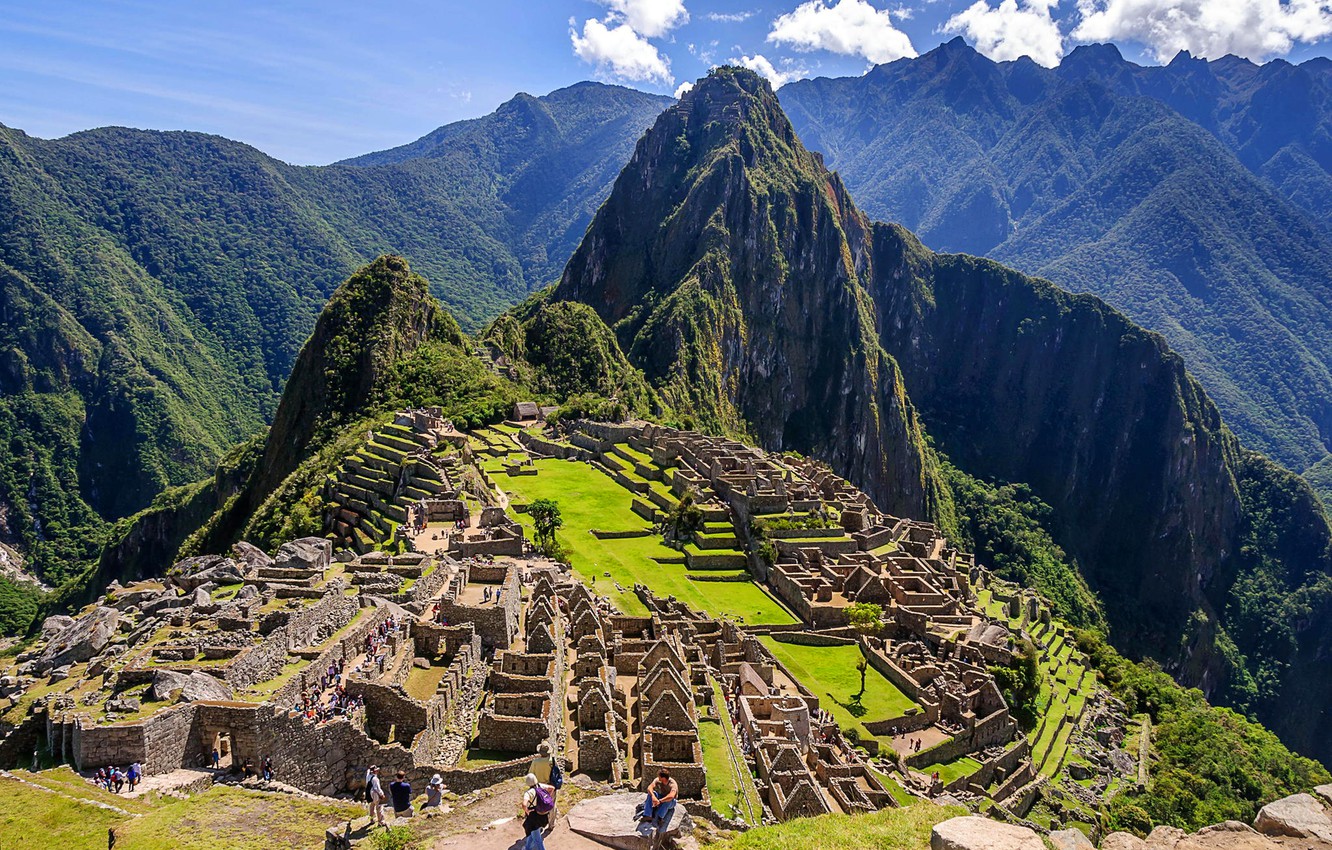 Photo Wallpaper The Sky, Mountains, The City, Peru, - Machu Picchu -  1332x850 Wallpaper 