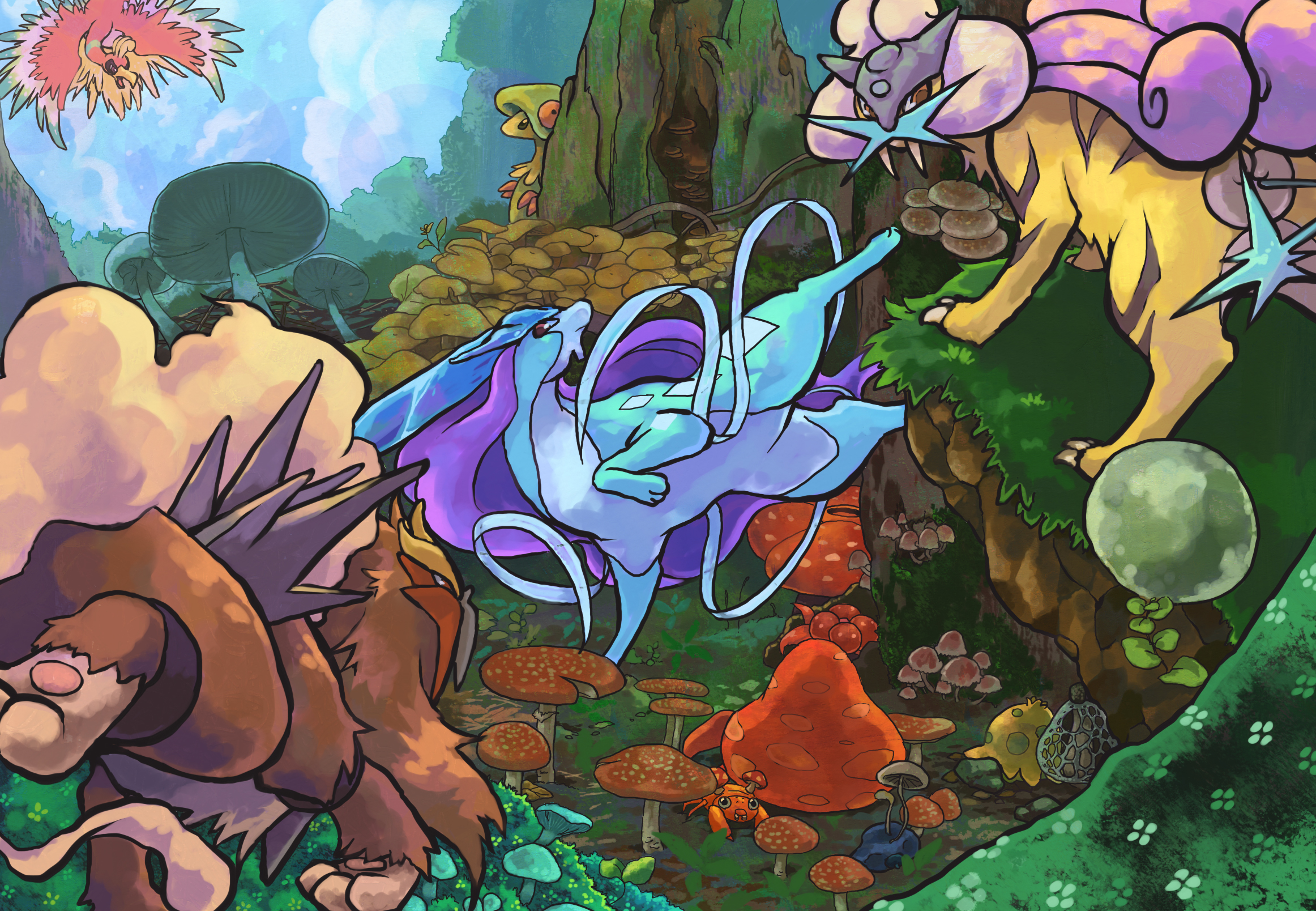 Ho Oh Entei Suicune Raikou - HD Wallpaper 