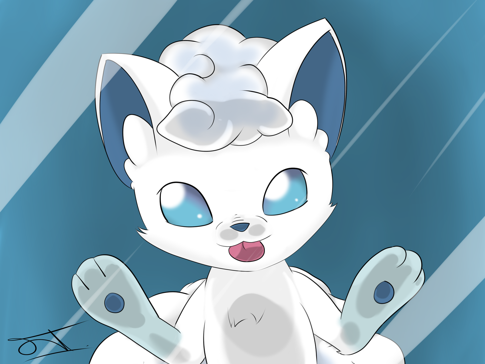 Alolan Vulpix Licking Screen - HD Wallpaper 