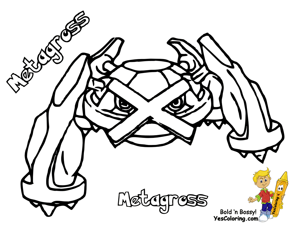 Electric Pokemon Colouring Pages - Pokemon Metagross Coloring Pages - HD Wallpaper 