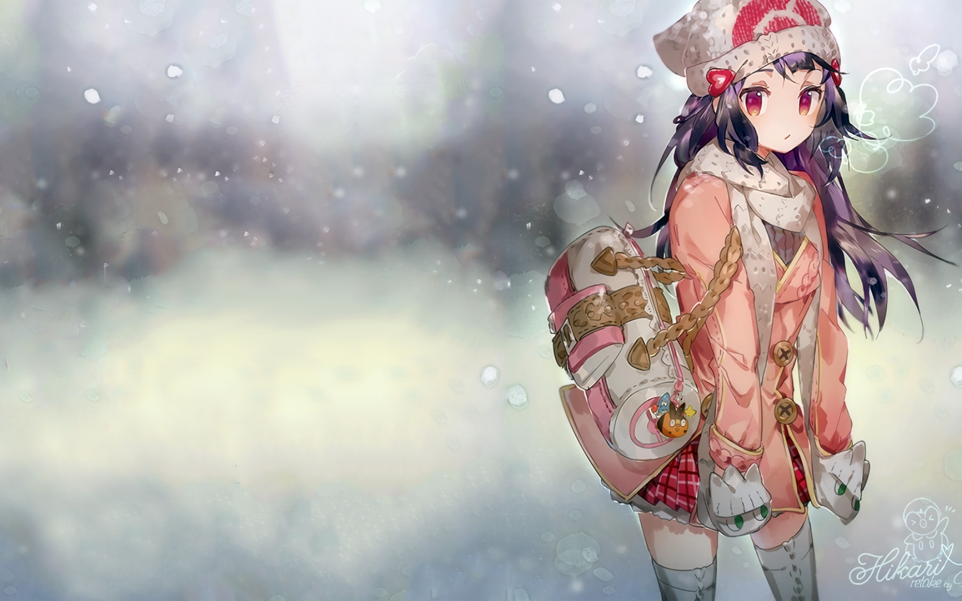 Pokemon, Dawn, Hikari, Winter, Scarf - Pokemon Dawn - HD Wallpaper 