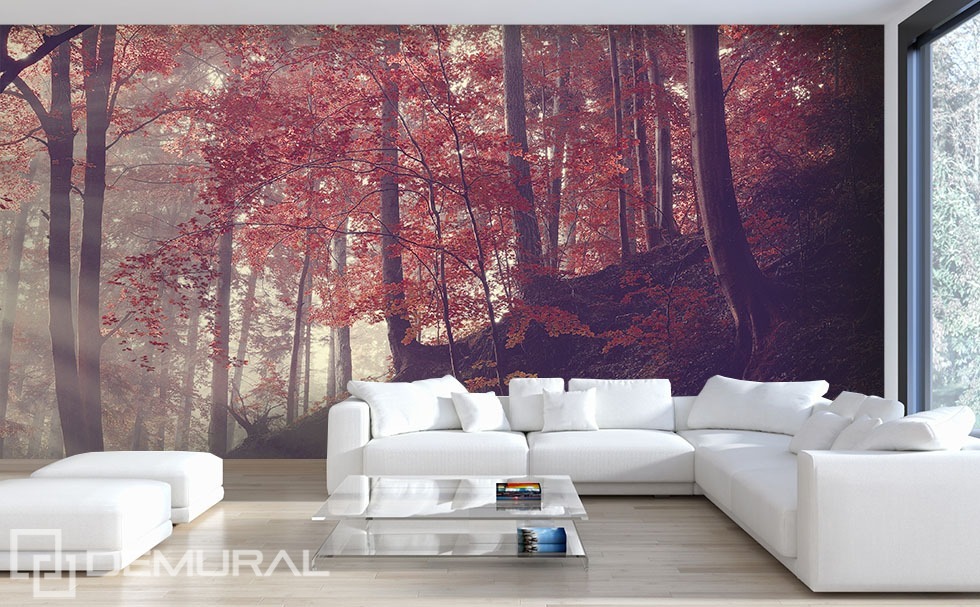 Forest Hillside Living Room Wallpaper Mural Photo Wallpapers - Forest Living Room - HD Wallpaper 