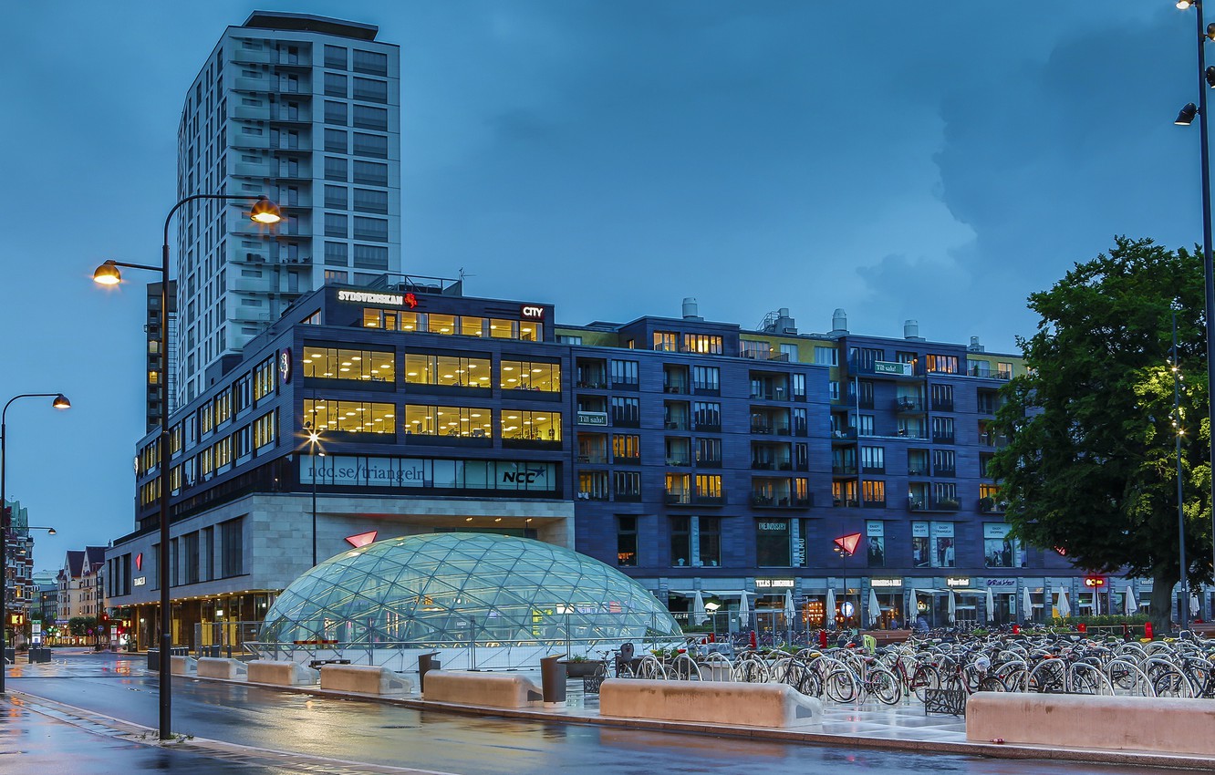 Photo Wallpaper Road, The Sky, Lights, Street, Home, - Triangeln Station Malmo Sweden - HD Wallpaper 