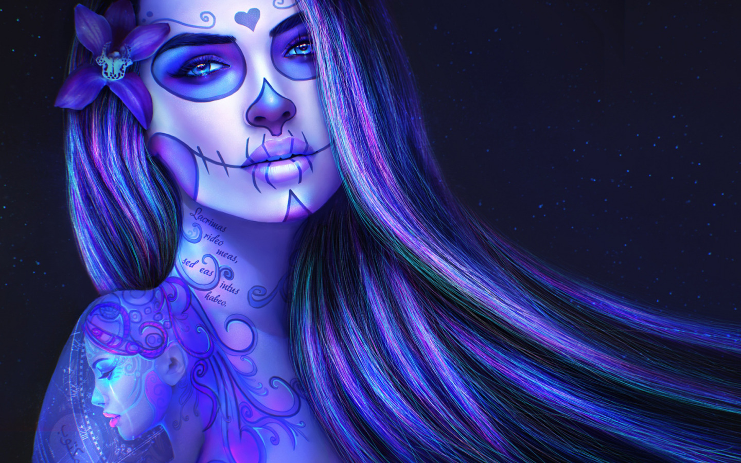 Sugar Skull Girl Background - HD Wallpaper 