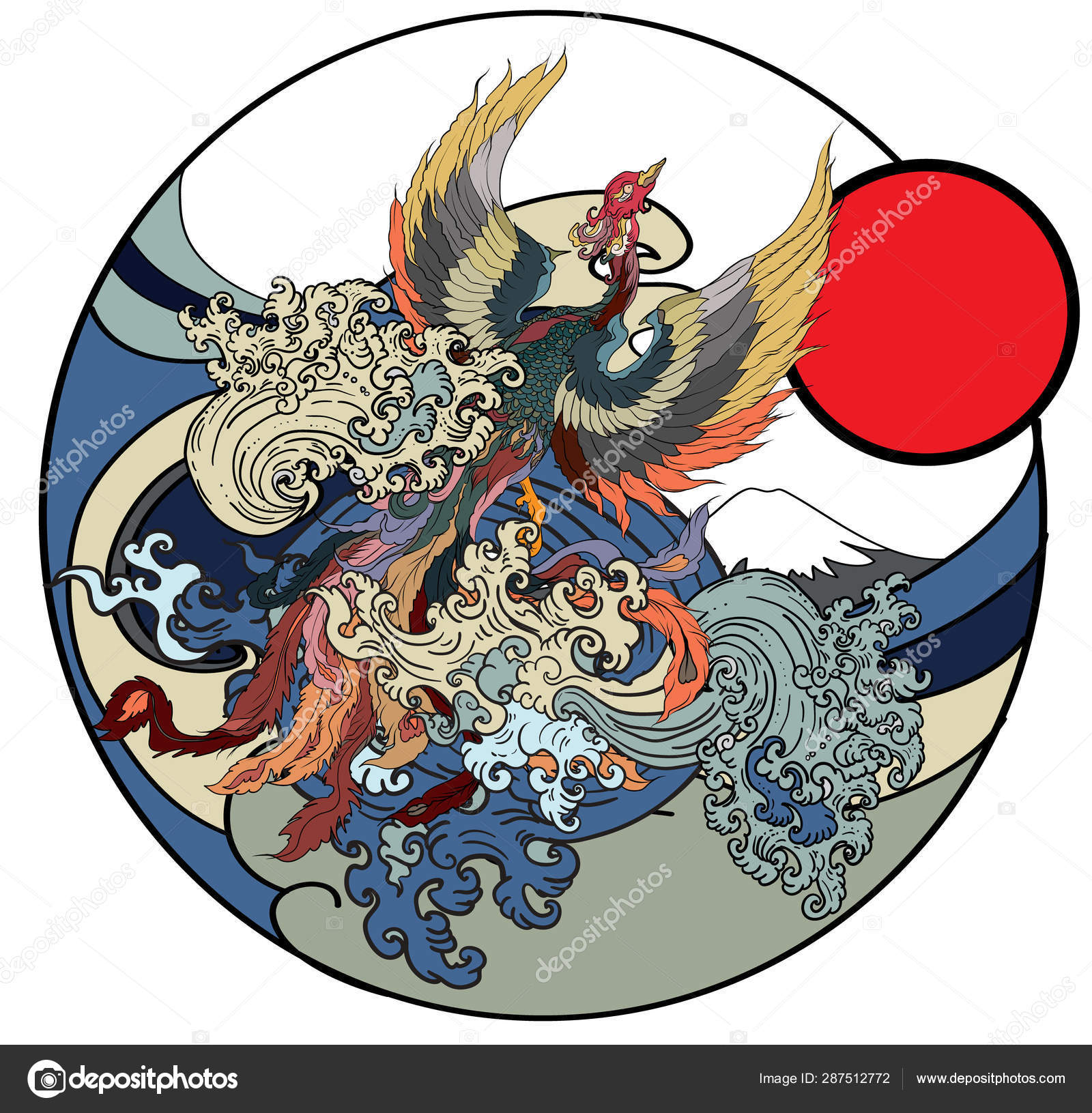 Japanese Fire Phoenix Tattoo - HD Wallpaper 