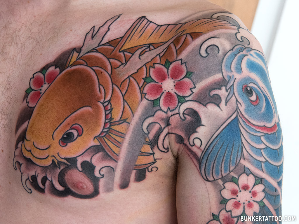 Japanese Koi Tattoo - HD Wallpaper 