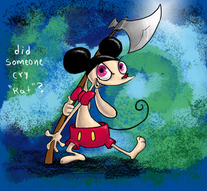 Ratón Ren With An Axe - Cartoon - HD Wallpaper 