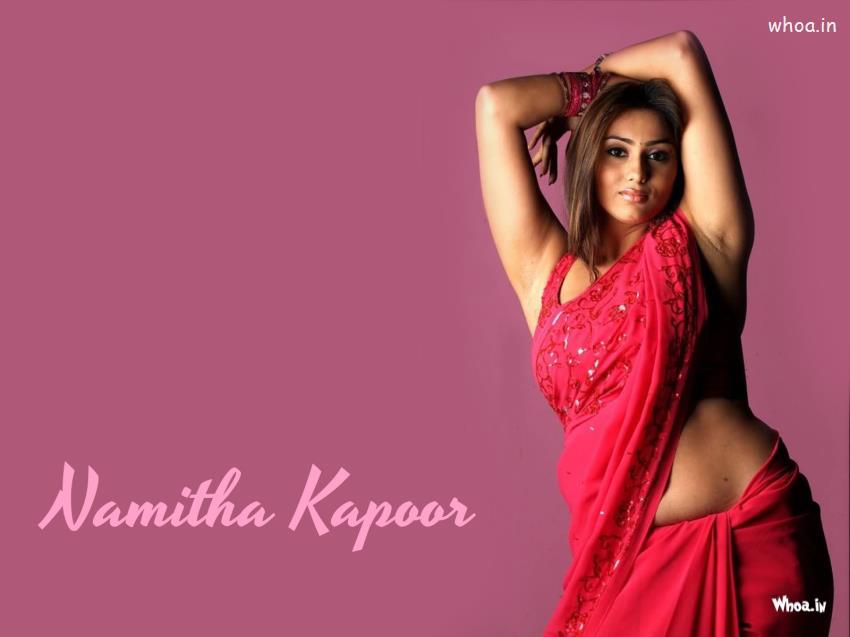 Hot Namitha Kapoor Looking Sexy In Pink Saree - Namitha Kapoor Saree - HD Wallpaper 