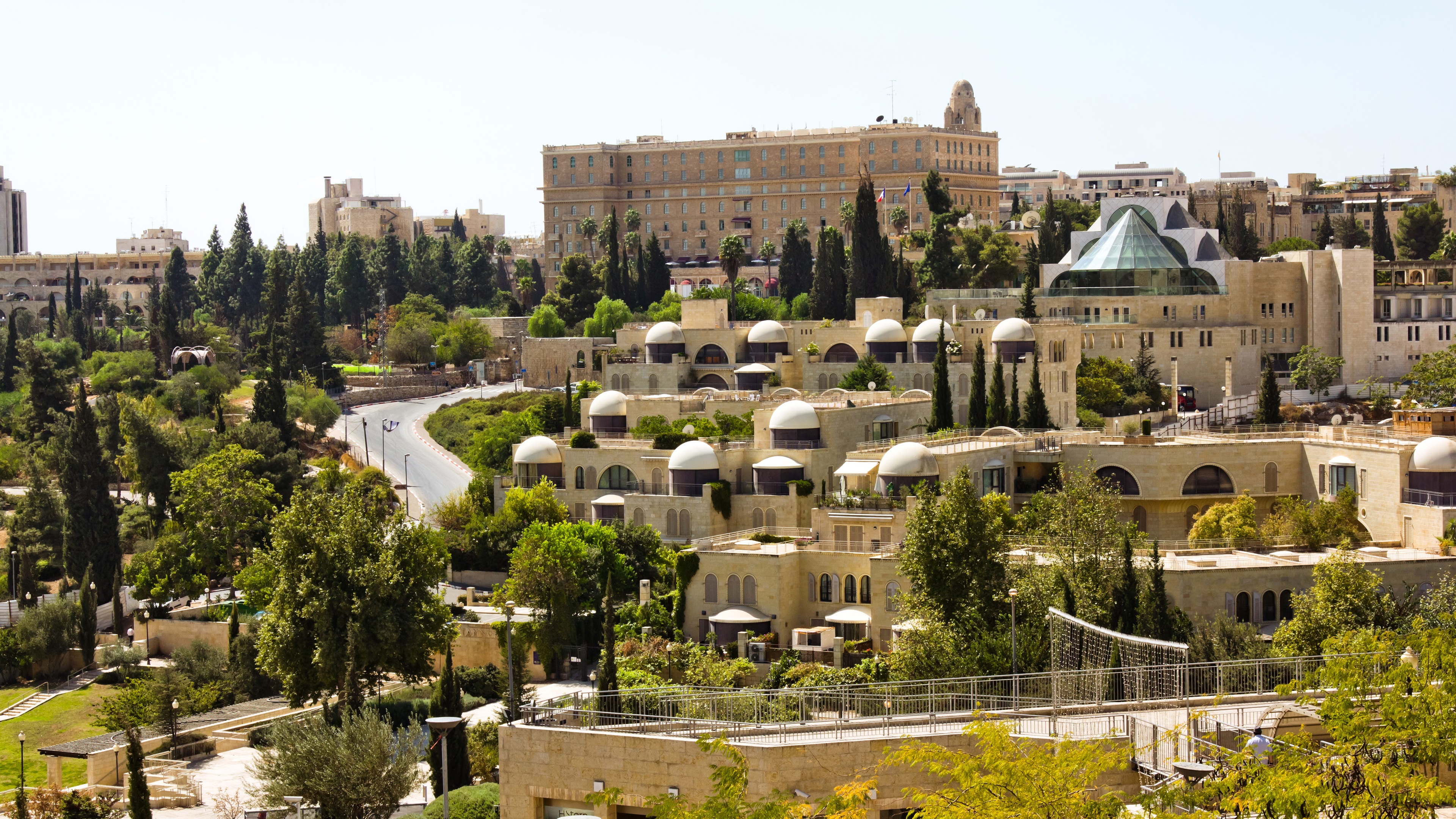 Wallpaper Israel, Jerusalem, Buildings, Trees, Road, - Fondo De Pantalla Jerusalem - HD Wallpaper 