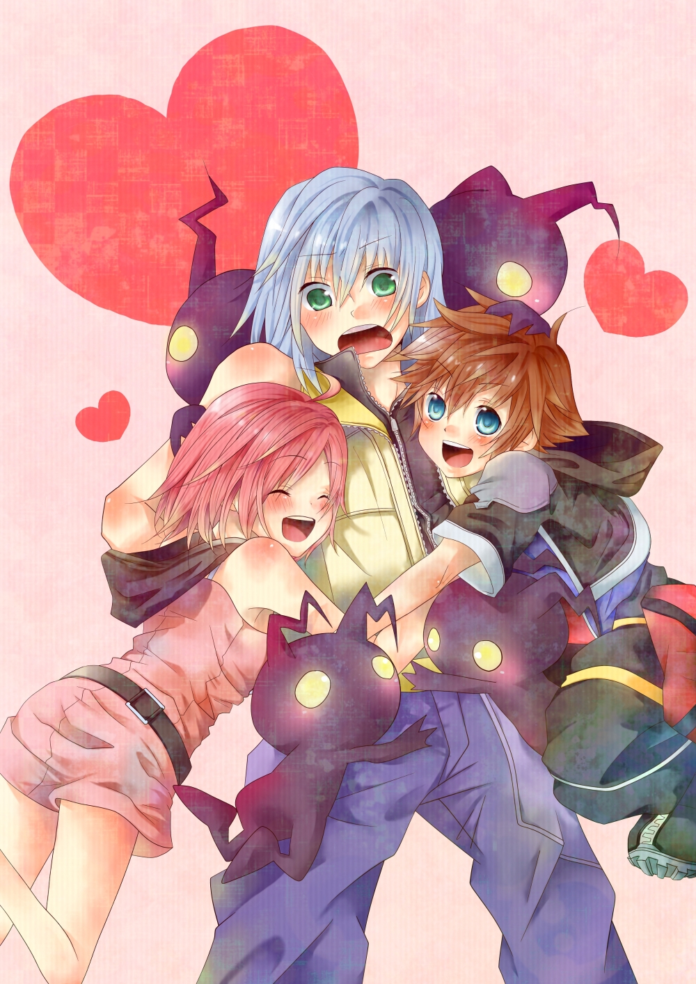 Anime Kingdom Hearts Sora Riku Y Kairi - HD Wallpaper 