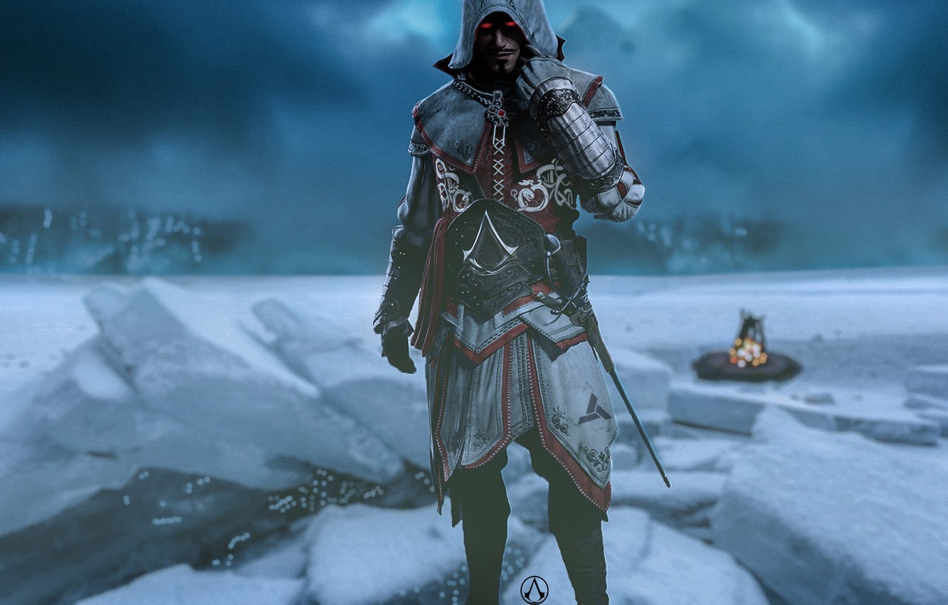 Photo Wallpaper Cold, Snow, Past, The Fire, Abstergo, - Pc Game - HD Wallpaper 