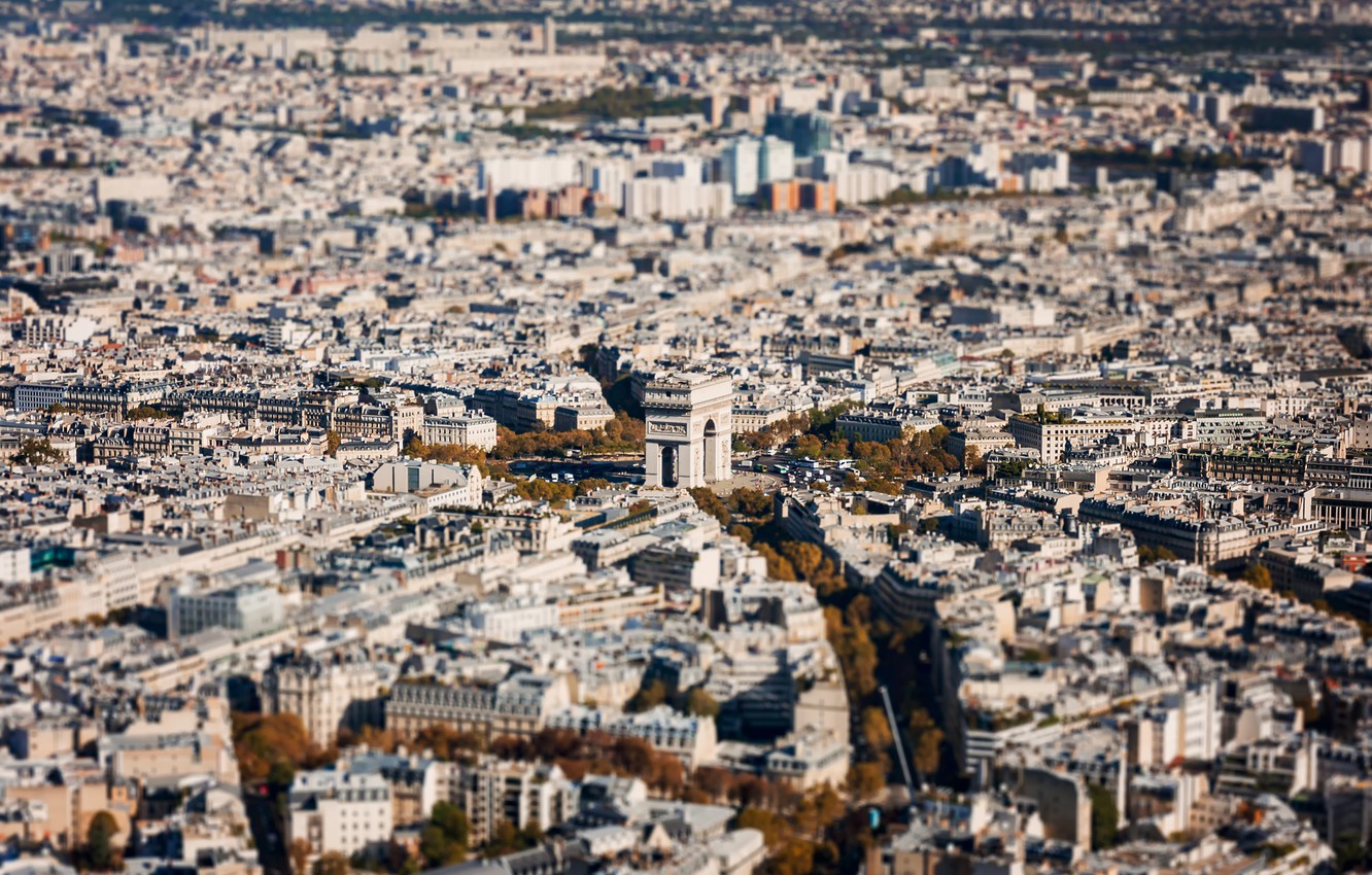 Photo Wallpaper Paris, Tilt-shift, Arch, Arch Of Triumph - Trocadéro - HD Wallpaper 
