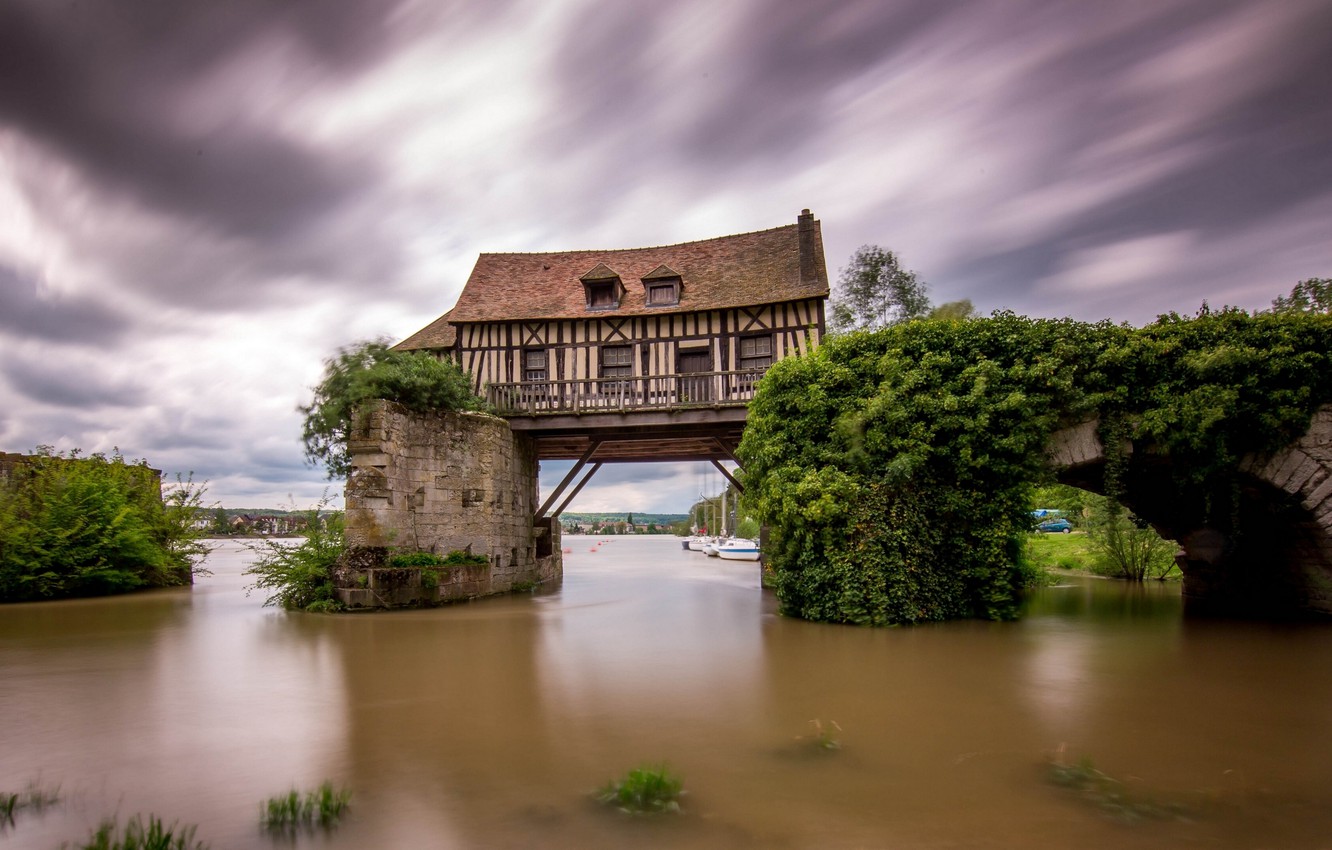 Photo Wallpaper River, France, Hay, France, Vernon, - Le Vieux Moulin - HD Wallpaper 