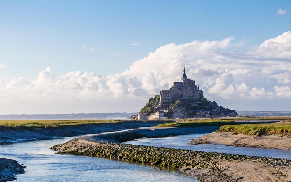 France, Normandy, Castle, Sky, Clouds, Sea Wallpaper,france - Mont Saint-michel - HD Wallpaper 