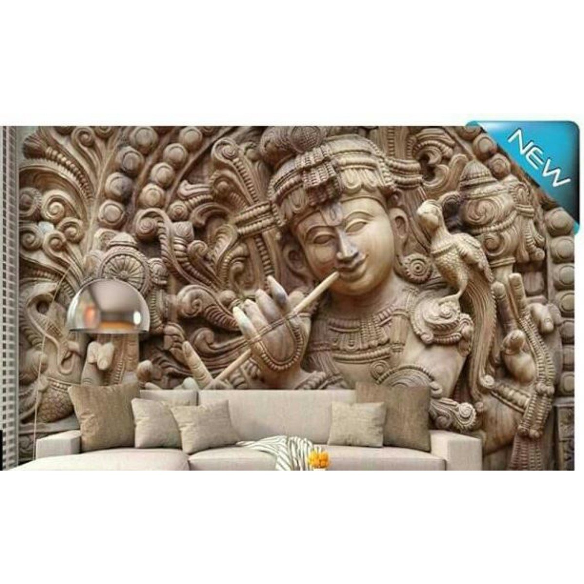 Krishna With Flute 3d - HD Wallpaper 