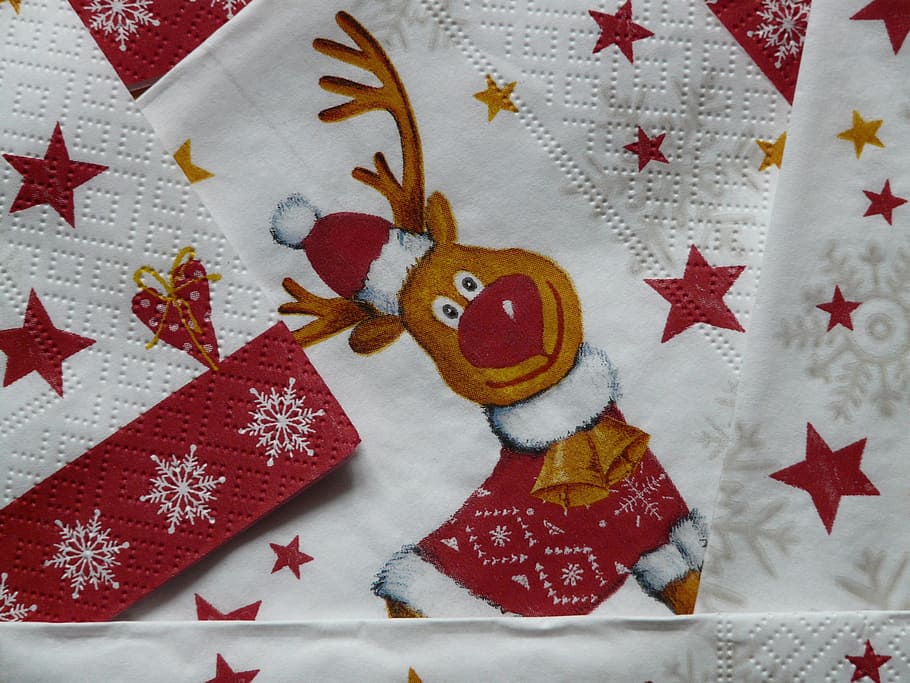 Napkins, Rudolph, Napkin Rudolf, Reindeer, Red Currant, - Rainbow Circle Of Stars - HD Wallpaper 