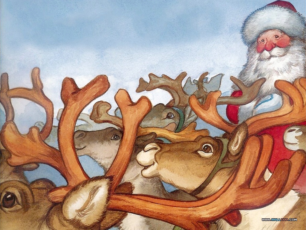 Rudolph The Red Nosed Reindeer - Christmas Paintings - HD Wallpaper 