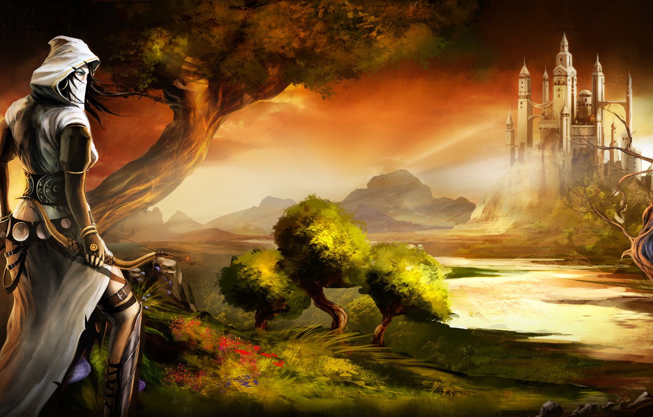 Photo Wallpaper Castle, Bow, Archer, Tower, Kingdom, - Trine 2 Secret Level - HD Wallpaper 