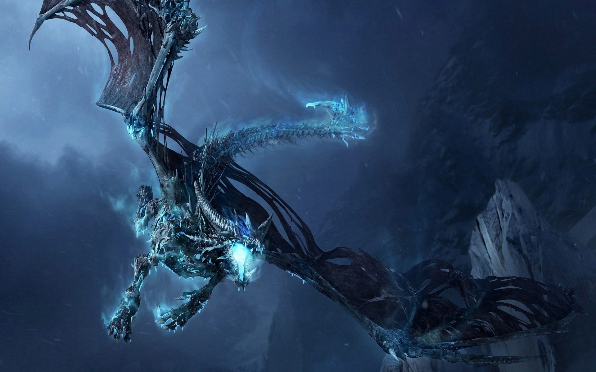 Blue And Black Dragon - HD Wallpaper 