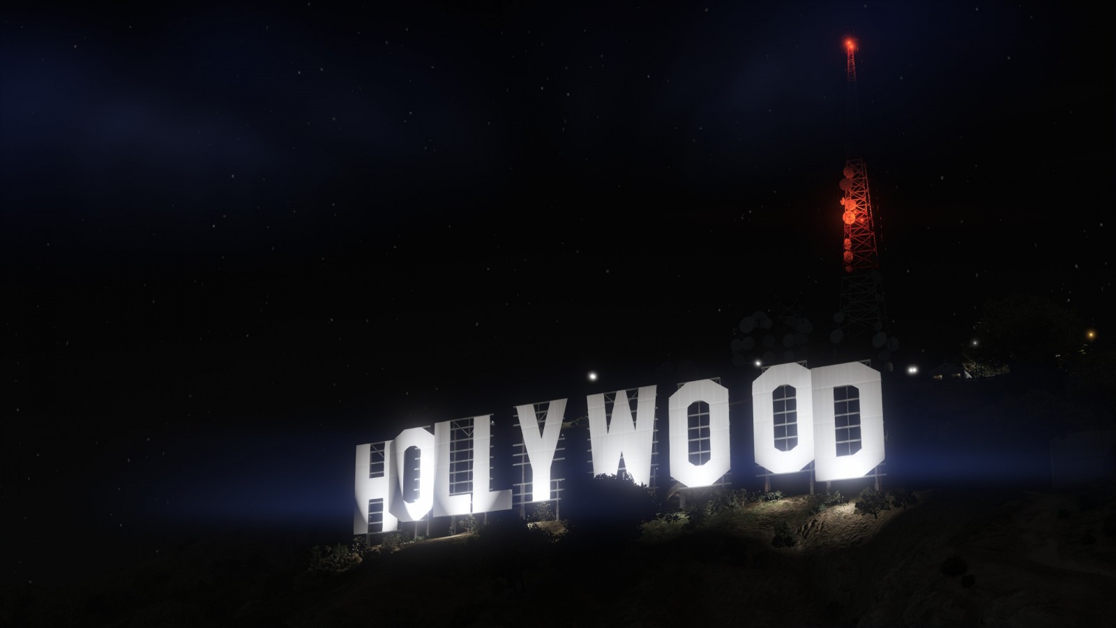 Hollywood Sign At Night - Night - HD Wallpaper 
