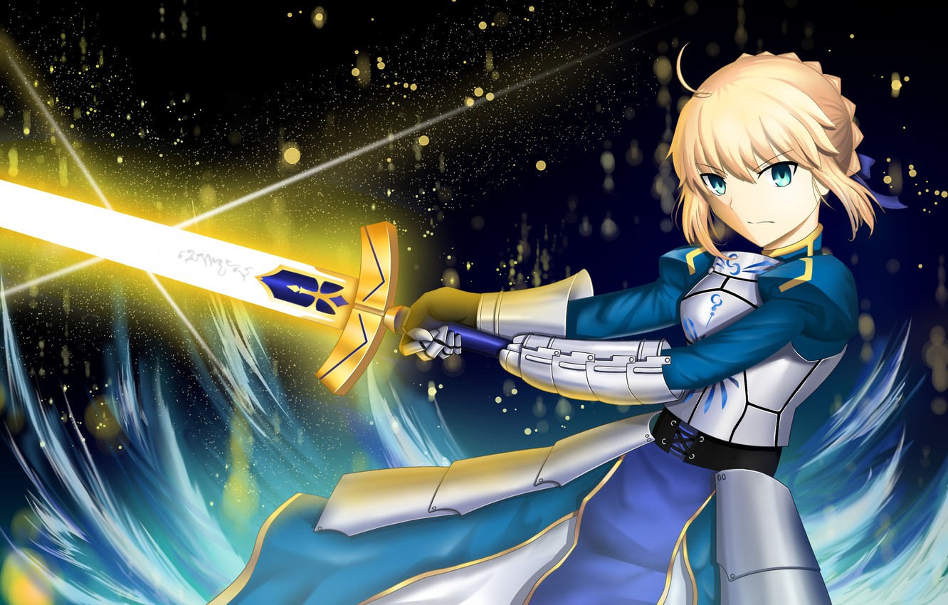 Photo Wallpaper Girl, Night, Sword, The Saber, Artoria - Fate Artoria Pendragon - HD Wallpaper 