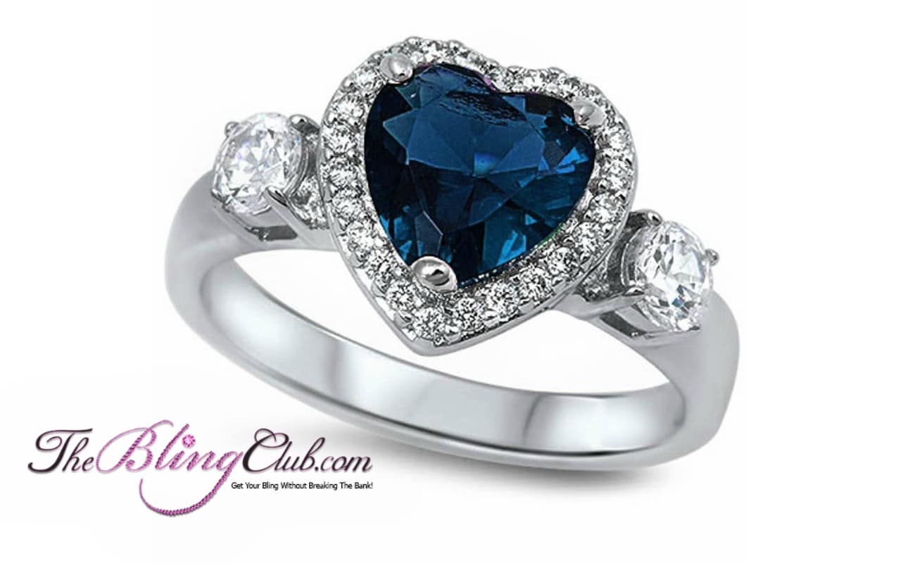 The Bling Club Blue Sapphire Heart Sterling Silver - Heart Shaped Tanzanite Stone Ring - HD Wallpaper 