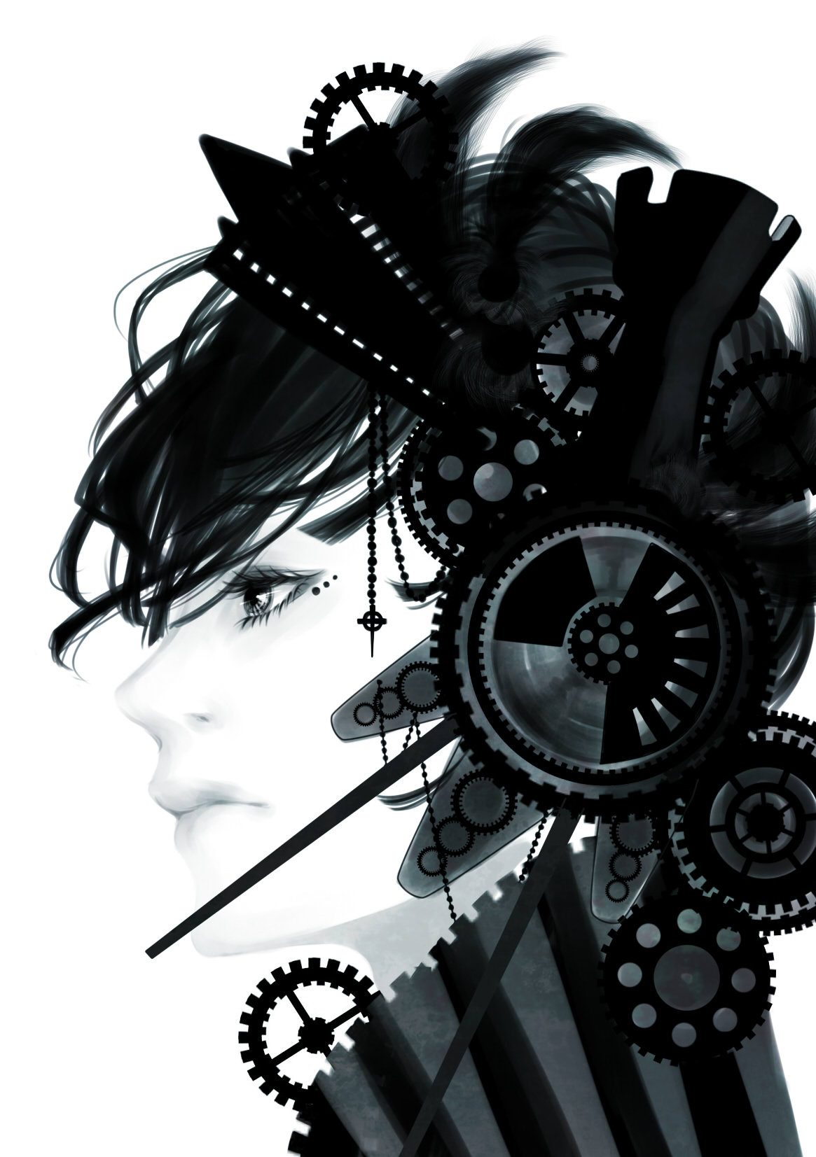 Manga Wallpaper Black And White Sci Fi - HD Wallpaper 